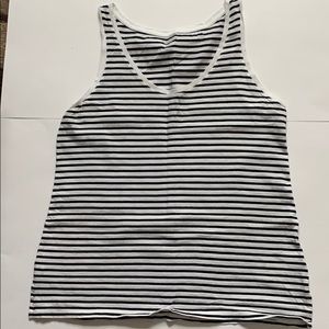 ON Black & White Striped Slub Knit Tank